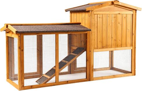 قفص دجاج Ogrmar خشبي كبير في الهواء الطلق على شكل أرنب قفص دجاجة مع باب تهوية وصينية قابلة للإزالة وحديقة منحدر في الفناء الخلفي لمنزل الحيوانات الأليفة وصندوق تعشيش الدجاج in Kuwait
