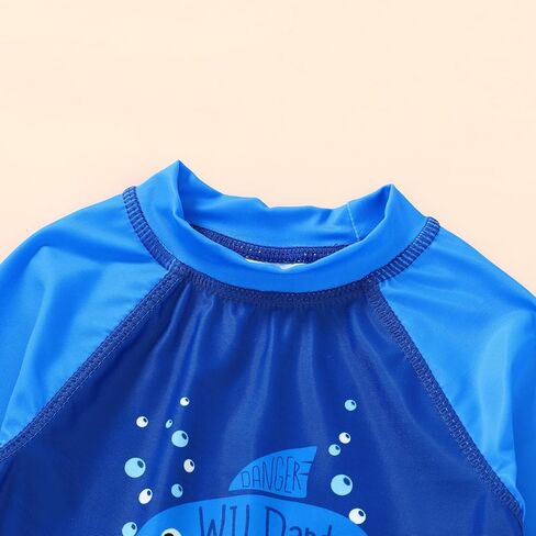 Happy Town Toddler Boys Swimsuits Trunk Rashguard Long Sleeve Swim Shirt Two Pieces Bathing Suits Surfing Suit Swimwear Beach Summer Outfits Clothes(Yummy，Excited Shark,12-18 Months) in Saudi Arabia