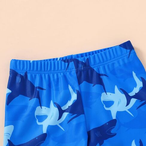 Happy Town Toddler Boys Swimsuits Trunk Rashguard Long Sleeve Swim Shirt Two Pieces Bathing Suits Surfing Suit Swimwear Beach Summer Outfits Clothes(Yummy，Excited Shark,12-18 Months) in Saudi Arabia