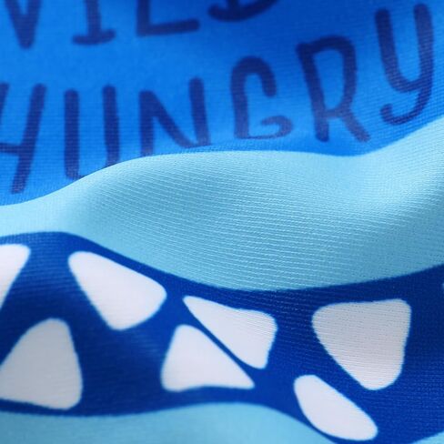 Happy Town Toddler Boys Swimsuits Trunk Rashguard Long Sleeve Swim Shirt Two Pieces Bathing Suits Surfing Suit Swimwear Beach Summer Outfits Clothes(Yummy，Excited Shark,12-18 Months) in Saudi Arabia