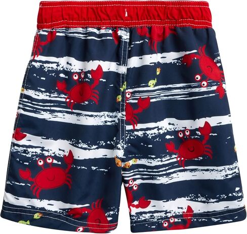 Wippette Boys 2-Piece UPF 50+ Rash Guard and Swimsuit Trunk Set with Matching Bucket Hat, Size 4T, Navy - Happy Crab in Saudi Arabia