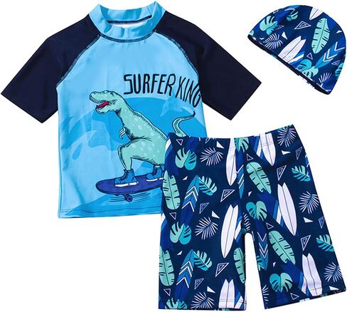 YAGATA Toddler Swimsuit Boy 2-Piece Dinosaur Bathing Suit with Rash Guard Cute Toddler Boy Swimsuit Dinosaur in Saudi Arabia