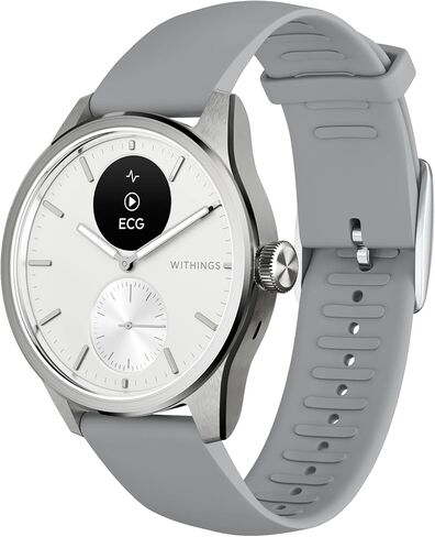 Withings ScanWatch 2 مع مراقب المسح الضوئي، ساعة ذكية هجينة لصحة القلب للرجال والنساء - مع SPO2، مراقبة درجة الحرارة، النوم، صحة الجهاز التنفسي، مراقبة الدورة، بطارية تدوم 30 يومًا، HSA/FSA in Kuwait