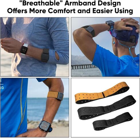 3Pcs Adjustable Heart Rate Monitor Armband Replacement Strap, Compatible with Orange Theory OTF, Two Armbands and One Wristband Set for Different Sports Scenarios (0.87 * 13.8 Inch+0.87 * 8.54 Inch) in Saudi Arabia