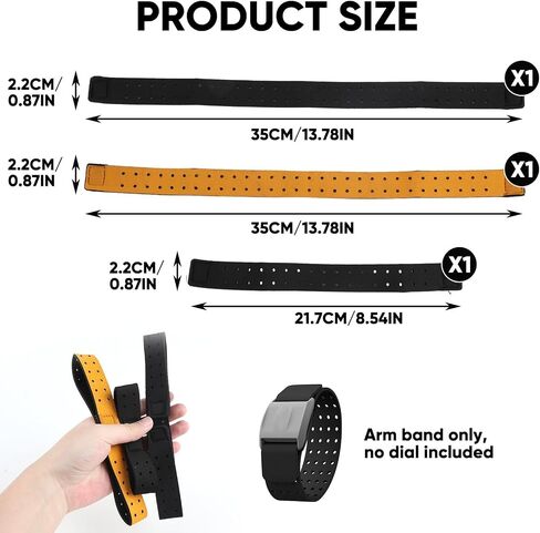 3Pcs Adjustable Heart Rate Monitor Armband Replacement Strap, Compatible with Orange Theory OTF, Two Armbands and One Wristband Set for Different Sports Scenarios (0.87 * 13.8 Inch+0.87 * 8.54 Inch) in Saudi Arabia
