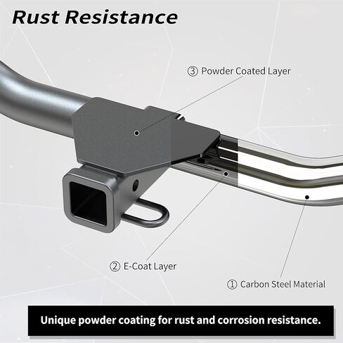 وصلة مقطورة LOCAME فئة 3 متوافقة مع Ford Edge 2007-2014، Lincoln MKX 2007-2015، مستقبل سحب خلفي عالي التحمل 2 بوصة، مطلي بالمسحوق، أسود in Kuwait
