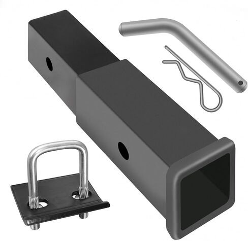 موسع وصلة المقطورة LOCKIETTA يناسب جهاز استقبال مقاس 2 بوصة، وامتداد أنبوب بطول 7 بوصة، مع مثبت مشبك دبوس وصلة 5/8 بوصة، 3500 رطل GTW / 350 رطل TW، لحاملات البضائع على رفوف الدراجة in Kuwait