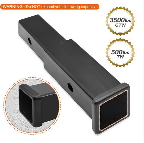 موسع وصلة المقطورة LOCKIETTA يناسب جهاز استقبال مقاس 2 بوصة، وامتداد أنبوب بطول 7 بوصة، مع مثبت مشبك دبوس وصلة 5/8 بوصة، 3500 رطل GTW / 350 رطل TW، لحاملات البضائع على رفوف الدراجة in Kuwait