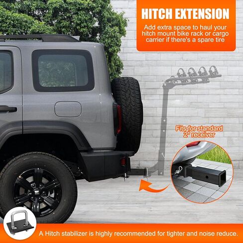 موسع وصلة المقطورة LOCKIETTA يناسب جهاز استقبال مقاس 2 بوصة، وامتداد أنبوب بطول 7 بوصة، مع مثبت مشبك دبوس وصلة 5/8 بوصة، 3500 رطل GTW / 350 رطل TW، لحاملات البضائع على رفوف الدراجة in Kuwait