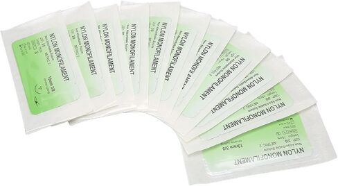 خيط الغرز بإبرة، طقم خياطة (12 عبوة 3/0) للتدريب على الخياطة لطلاب التمريض والطب البيطري، رفيق طقم الغرز، الاستخدام التوضيحي والتعليمي فقط (منتج تجريبي) in Saudi Arabia