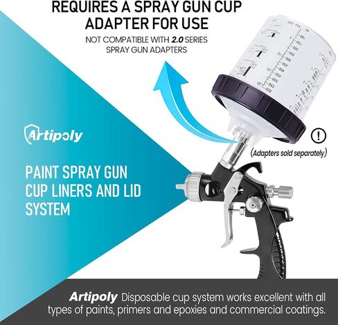 Disposable Paint Sprayer Mixing Cup for Automotive Paint Gun,Compatible with Original 1.0 System(not 2.0)-50pcs 20 Ounce Kit-50 Cup Liners,50 Lids with Strainer,1 Hard Cup with Retainer Ring,20 Plugs in Saudi Arabia