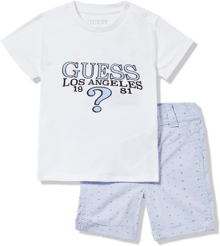 GUESS baby-boys Short Sleeve Jersey Knit Short and Organic Cotton Woven ShortsPlaywear set in Saudi Arabia