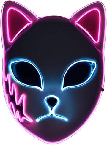 LSLRAD Demon Slayers Fox Mask LED Halloween Mask Japan Anime Cosplay in Saudi Arabia