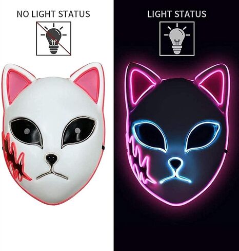 LSLRAD Demon Slayers Fox Mask LED Halloween Mask Japan Anime Cosplay in Saudi Arabia