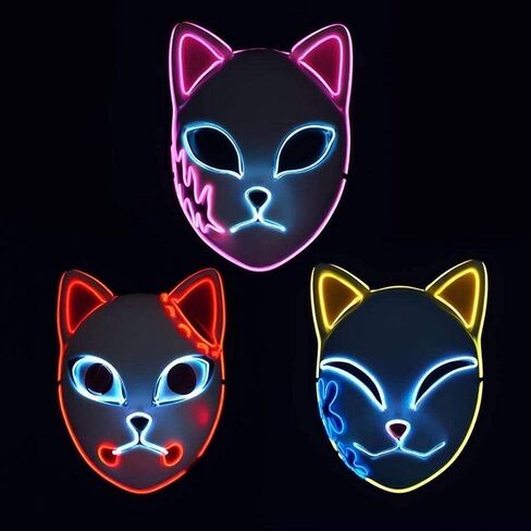 LSLRAD Demon Slayers Fox Mask LED Halloween Mask Japan Anime Cosplay in Saudi Arabia