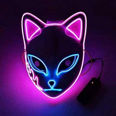 LSLRAD Demon Slayers Fox Mask LED Halloween Mask Japan Anime Cosplay in Saudi Arabia