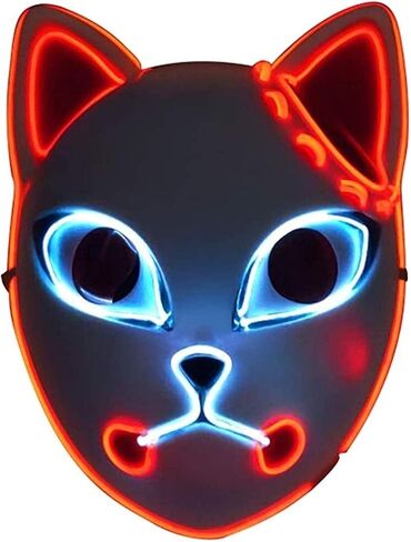 LSLRAD Demon Slayers Fox Mask LED Halloween Mask Japan Anime Cosplay in Saudi Arabia