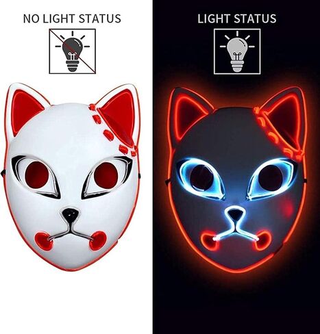 LSLRAD Demon Slayers Fox Mask LED Halloween Mask Japan Anime Cosplay in Saudi Arabia