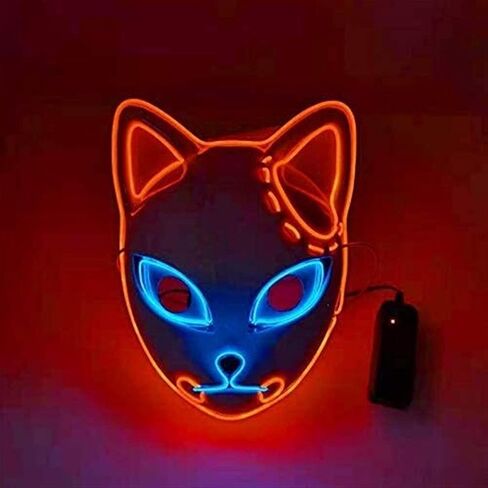 LSLRAD Demon Slayers Fox Mask LED Halloween Mask Japan Anime Cosplay in Saudi Arabia