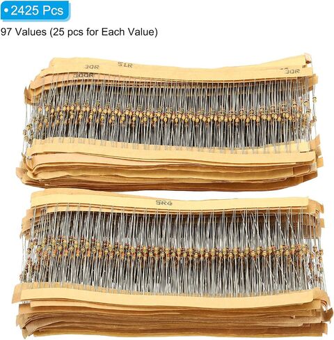 PATIKIL 1/8W Resistors Kit, 2425 Pack 97 Values Carbon Film Resistors Assortment 1R Ohm-1M Ohm 5% Resistance Resistors Set for DIY Projects, 4 Bands in Saudi Arabia
