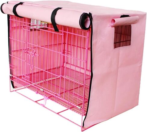 غطاء قفص الكلب، غطاء قفص الكلب، غطاء بيت الحيوانات الأليفة، غطاء قفص الكلب، غطاء متين مقاوم للماء لبيت الكلب للكلاب المتوسطة (وردي L) in Kuwait