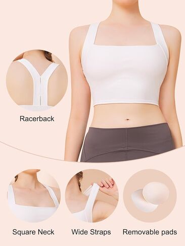 Chilylori Square Neck Sports Bra Racerback Workout Tops for Women Y Back Sports Bra Crop Top Padded Tank Top Bra Yoga in Saudi Arabia