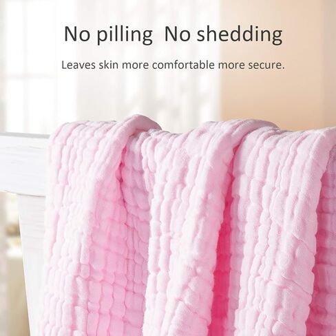 Viviland Baby Muslin Washcloths 12 Pack for Baby's Sensitive Skin, 6-Layer Cotton Bath Towel, Soft Newborn Baby Face Wipes, Great Shower Gift, 12 x 12 inches in Saudi Arabia