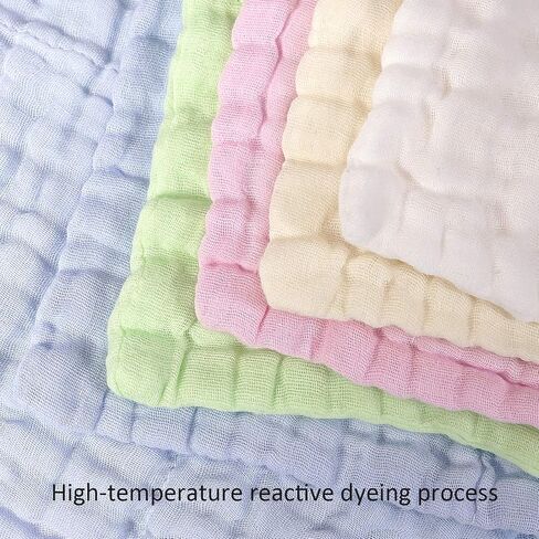 Viviland Baby Muslin Washcloths 12 Pack for Baby's Sensitive Skin, 6-Layer Cotton Bath Towel, Soft Newborn Baby Face Wipes, Great Shower Gift, 12 x 12 inches in Saudi Arabia