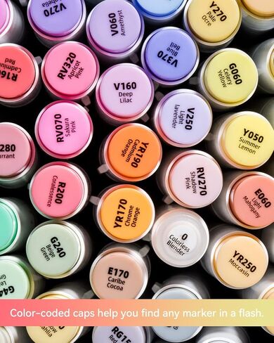 Ohuhu Alcohol Brush Markers 48 Mid-tone Colors- Double Tipped Alcohol Based Art Marker Set for Artists Adults Coloring Sketch Illustration- Brush & Chisel Dual Tips- Honolulu- Refillable in Saudi Arabia
