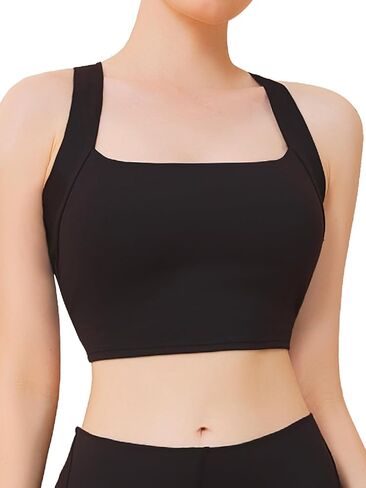 Chilylori Square Neck Sports Bra Racerback Workout Tops for Women Y Back Sports Bra Crop Top Padded Tank Top Bra Yoga in Saudi Arabia