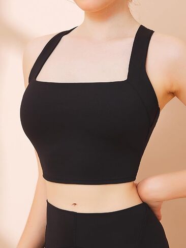 Chilylori Square Neck Sports Bra Racerback Workout Tops for Women Y Back Sports Bra Crop Top Padded Tank Top Bra Yoga in Saudi Arabia