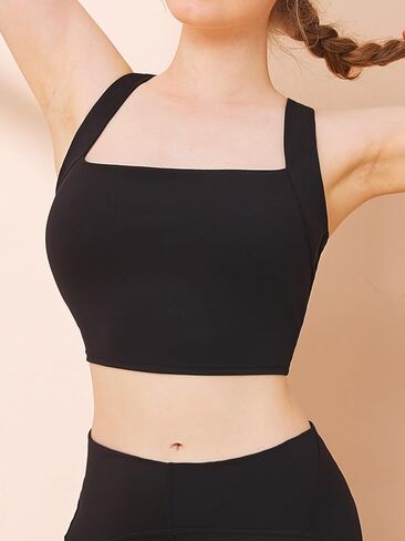 Chilylori Square Neck Sports Bra Racerback Workout Tops for Women Y Back Sports Bra Crop Top Padded Tank Top Bra Yoga in Saudi Arabia