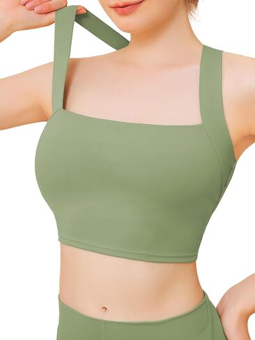 Chilylori Square Neck Sports Bra Racerback Workout Tops for Women Y Back Sports Bra Crop Top Padded Tank Top Bra Yoga in Saudi Arabia