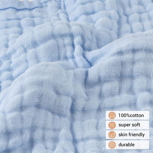 Viviland Baby Muslin Washcloths 12 Pack for Baby's Sensitive Skin, 6-Layer Cotton Bath Towel, Soft Newborn Baby Face Wipes, Great Shower Gift, 12 x 12 inches in Saudi Arabia