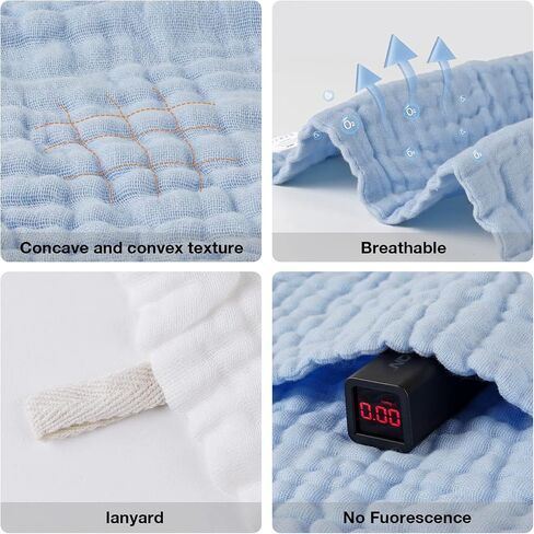 Viviland Baby Muslin Washcloths 12 Pack for Baby's Sensitive Skin, 6-Layer Cotton Bath Towel, Soft Newborn Baby Face Wipes, Great Shower Gift, 12 x 12 inches in Saudi Arabia