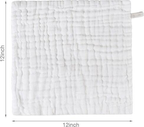 Viviland Baby Muslin Washcloths 12 Pack for Baby's Sensitive Skin, 6-Layer Cotton Bath Towel, Soft Newborn Baby Face Wipes, Great Shower Gift, 12 x 12 inches in Saudi Arabia