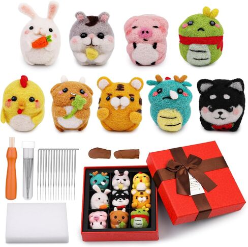 مجموعة أدوات التلبيد بإبرة ديركوي، 9 قطع من مجموعات التلبيد اليدوية لإبرة صناعة الحيوانات، أدوات اللباد الصوفية مع تعليمات أداة التلبيد لمستلزمات تلبيد صوف الحيوانات الملبدة in Kuwait