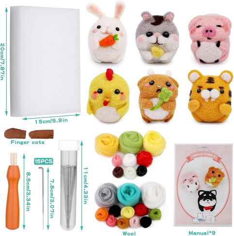 مجموعة أدوات التلبيد بإبرة ديركوي، 9 قطع من مجموعات التلبيد اليدوية لإبرة صناعة الحيوانات، أدوات اللباد الصوفية مع تعليمات أداة التلبيد لمستلزمات تلبيد صوف الحيوانات الملبدة in Kuwait