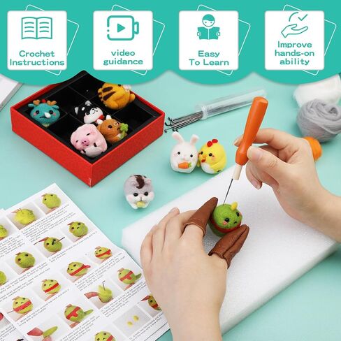 مجموعة أدوات التلبيد بإبرة ديركوي، 9 قطع من مجموعات التلبيد اليدوية لإبرة صناعة الحيوانات، أدوات اللباد الصوفية مع تعليمات أداة التلبيد لمستلزمات تلبيد صوف الحيوانات الملبدة in Kuwait