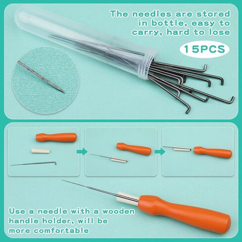 مجموعة أدوات التلبيد بإبرة ديركوي، 9 قطع من مجموعات التلبيد اليدوية لإبرة صناعة الحيوانات، أدوات اللباد الصوفية مع تعليمات أداة التلبيد لمستلزمات تلبيد صوف الحيوانات الملبدة in Kuwait