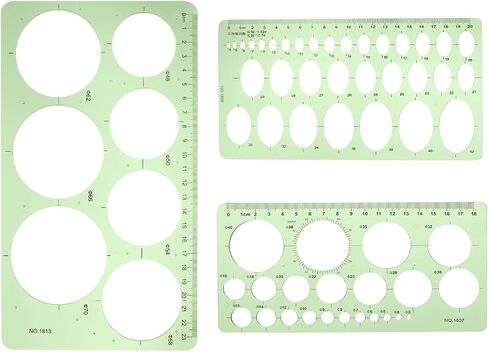 BokWin 3PCS Circle Templates Measuring Geometry Ruler Geometric Ruler Template for Office and School, Building Formwork, Drawing， Drafting(3 Styles) in Saudi Arabia