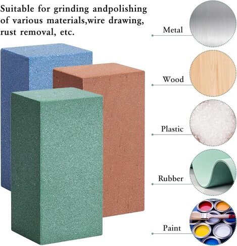 6 قطع من حجر رازولوغ المطاطي الكاشط، حجر لزج ناعم على الجليد، حجر كتلة مطاطي لطحن الحواف لإزالة الصدأ والنتوءات (أزرق 60 حبيبة، أخضر 120 حبيبة، أحمر 240 حبيبة) in Kuwait