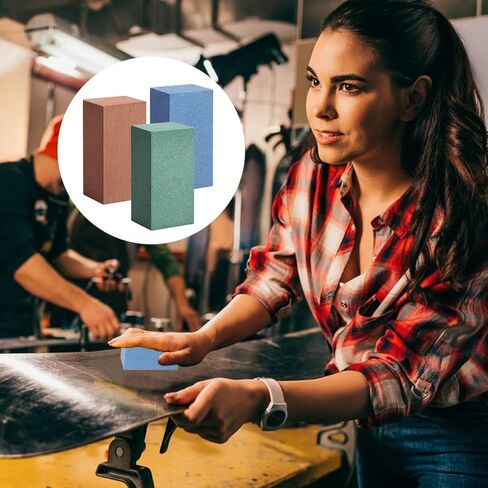 6 قطع من حجر رازولوغ المطاطي الكاشط، حجر لزج ناعم على الجليد، حجر كتلة مطاطي لطحن الحواف لإزالة الصدأ والنتوءات (أزرق 60 حبيبة، أخضر 120 حبيبة، أحمر 240 حبيبة) in Kuwait