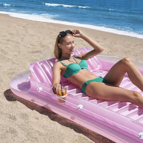 Inflatable Pool Floats Boat for Adults, Blow Up Tanning Pool Raft Tub with Inflatable Pillow for Family Outdoor, Garden, Backyard Summer Water Party (14+ Year Old) in Kuwait