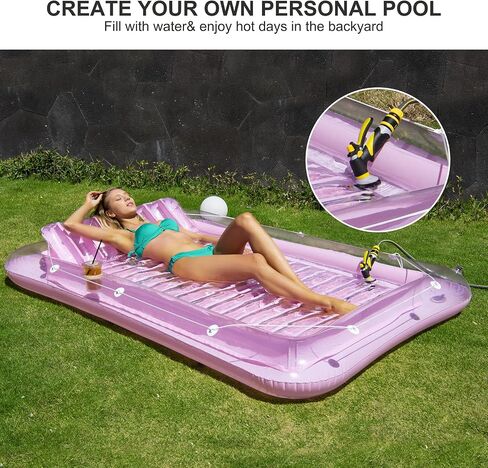 Inflatable Pool Floats Boat for Adults, Blow Up Tanning Pool Raft Tub with Inflatable Pillow for Family Outdoor, Garden, Backyard Summer Water Party (14+ Year Old) in Kuwait