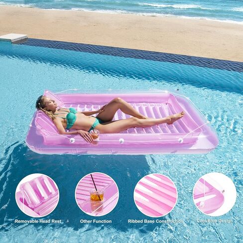 Inflatable Pool Floats Boat for Adults, Blow Up Tanning Pool Raft Tub with Inflatable Pillow for Family Outdoor, Garden, Backyard Summer Water Party (14+ Year Old) in Kuwait