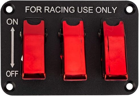 3 Red Racing Car Toggle Switch Panel,Jtron Universal Car 12V Racing Ignition Switch 3 Group Toggle Switch Panel Carbon Fiber with LED Indicator Rocker Switch (Red) in Saudi Arabia