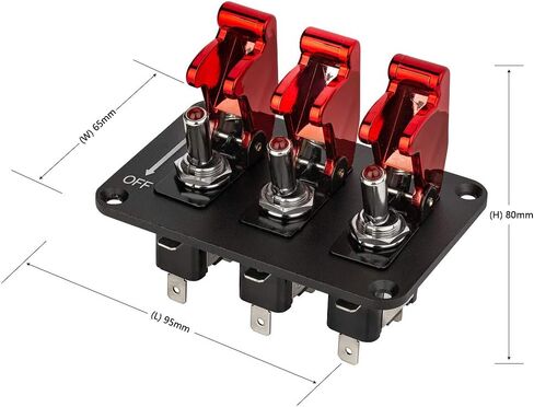 3 Red Racing Car Toggle Switch Panel,Jtron Universal Car 12V Racing Ignition Switch 3 Group Toggle Switch Panel Carbon Fiber with LED Indicator Rocker Switch (Red) in Saudi Arabia