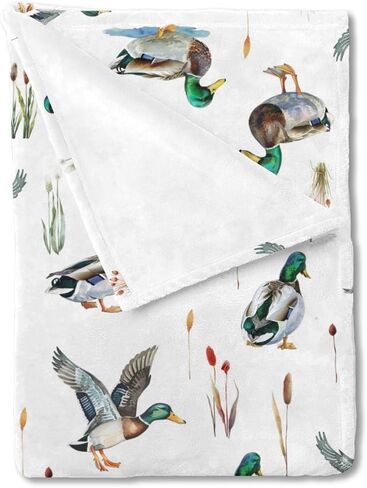 Watercolor Mallard Duck Hunting Baby Blanket for Boy Girl Duck Hunting Nursery Decor Swaddle Blanket Wild Duck Leaves Flannel Soft Receiving Blankets Toddler Nursery Bed Crib Blanket Playmat 30x40 in Saudi Arabia