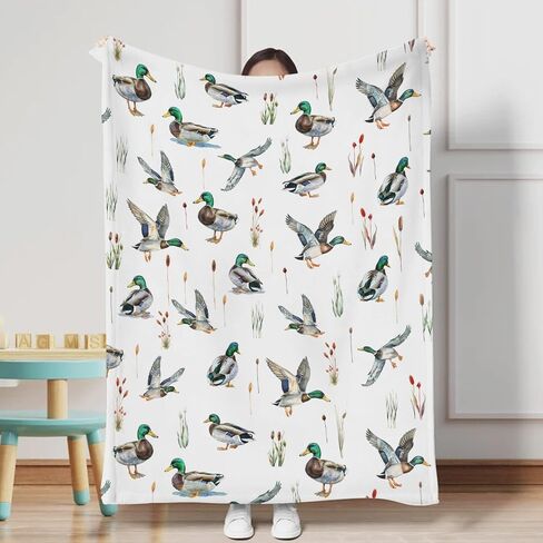 Watercolor Mallard Duck Hunting Baby Blanket for Boy Girl Duck Hunting Nursery Decor Swaddle Blanket Wild Duck Leaves Flannel Soft Receiving Blankets Toddler Nursery Bed Crib Blanket Playmat 30x40 in Saudi Arabia